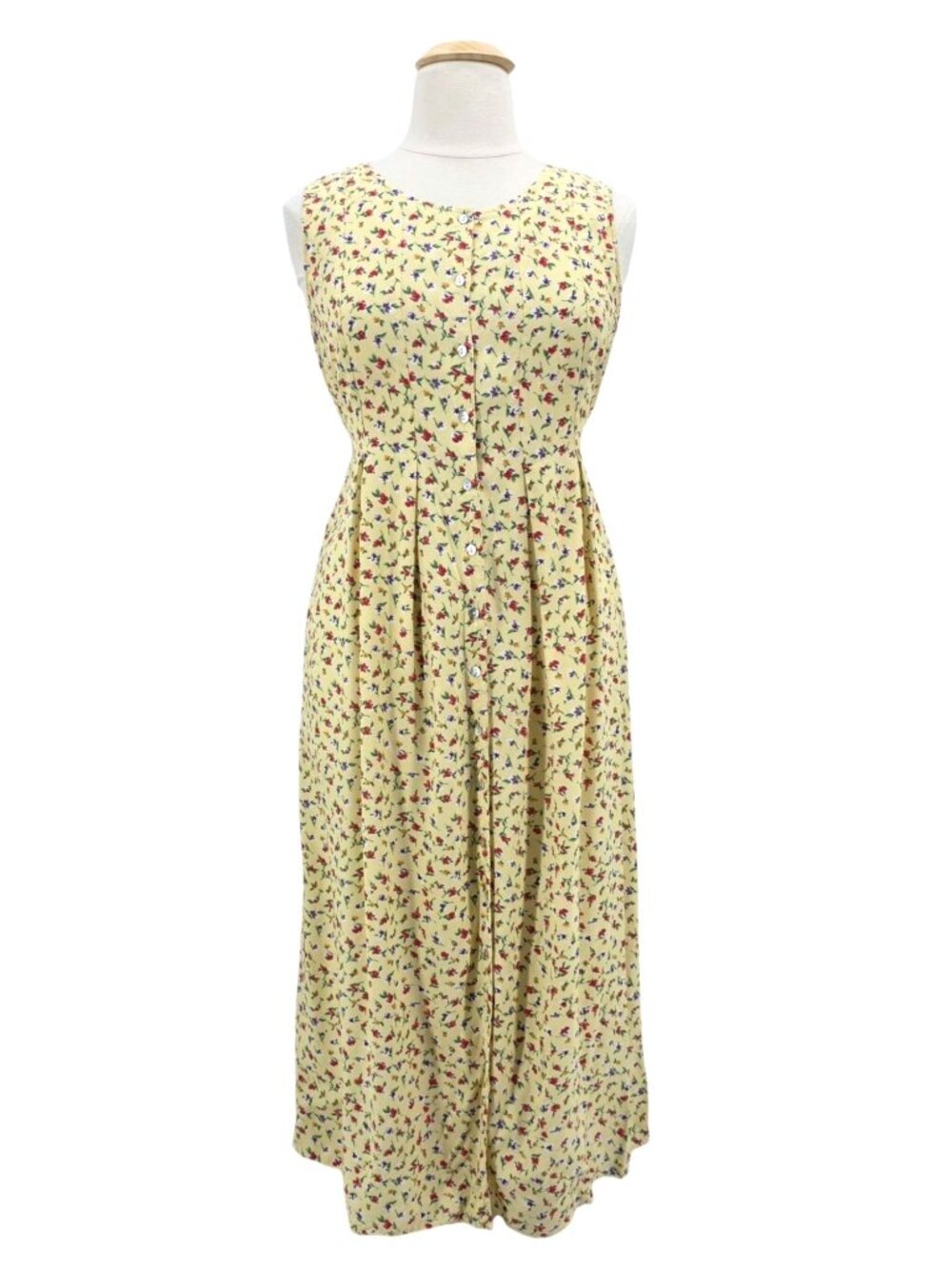 Vintage Robbie Bee Womens 16 Dress Maxi Floral Sleeveless Yellow Multicolor Boho